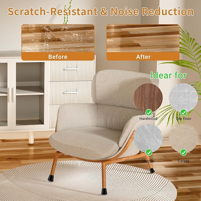 Meldel 24 PCS Silicone Chair Leg Floor Protectors Large Rubber Felt Furniture - Image 3