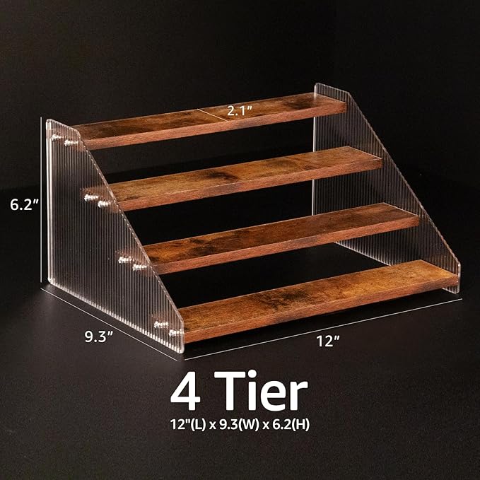 nianfeng Tiered Spice Rack, 4-Tier Spice Pantry Kitchen Cabinet Organizer - Image 2