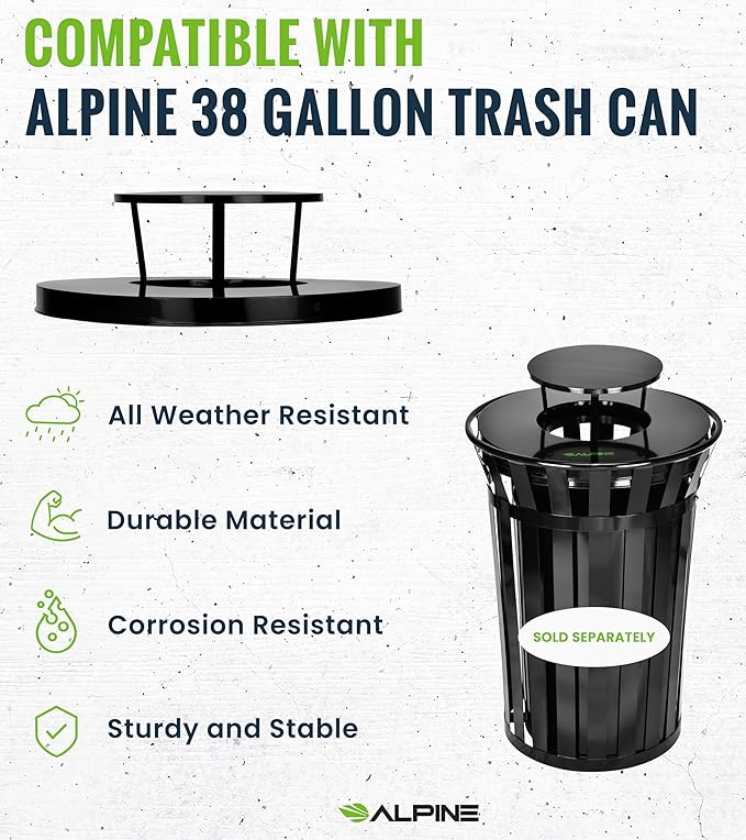 Trash can Lid for Alpine Commercial Outdoor Trash Can - Image 6