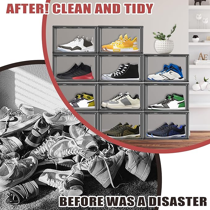 10 Pack Clear Shoe Box Shoe Storage Organizer - Image 7