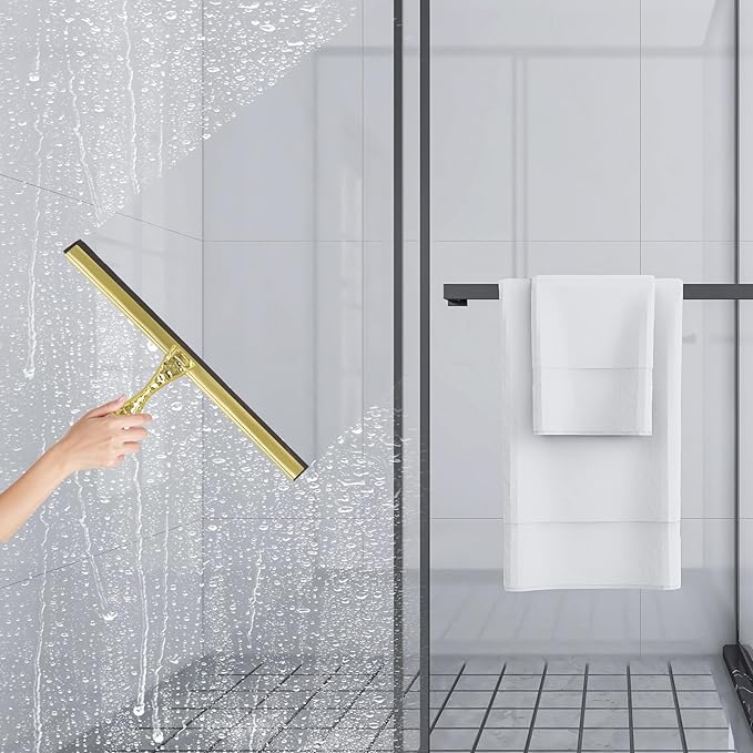 2-Pack Shower Squeegee for Glass Doors, 12 inch Gold Stainless Steel & 5 inch - Image 7
