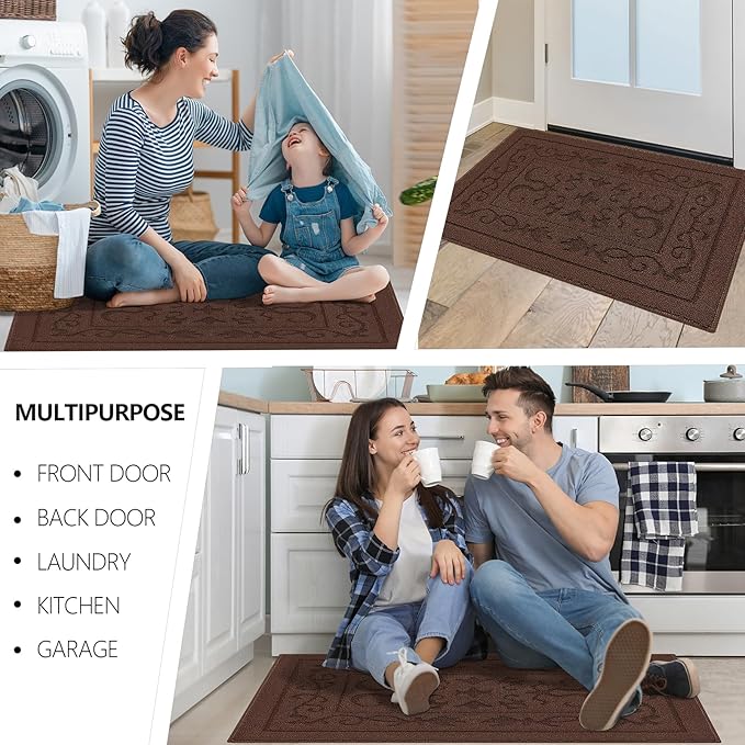 FONEYI Indoor Doormat, Front Back Door Mat 32"x40" Washable, Rubber Backing Non - Image 6