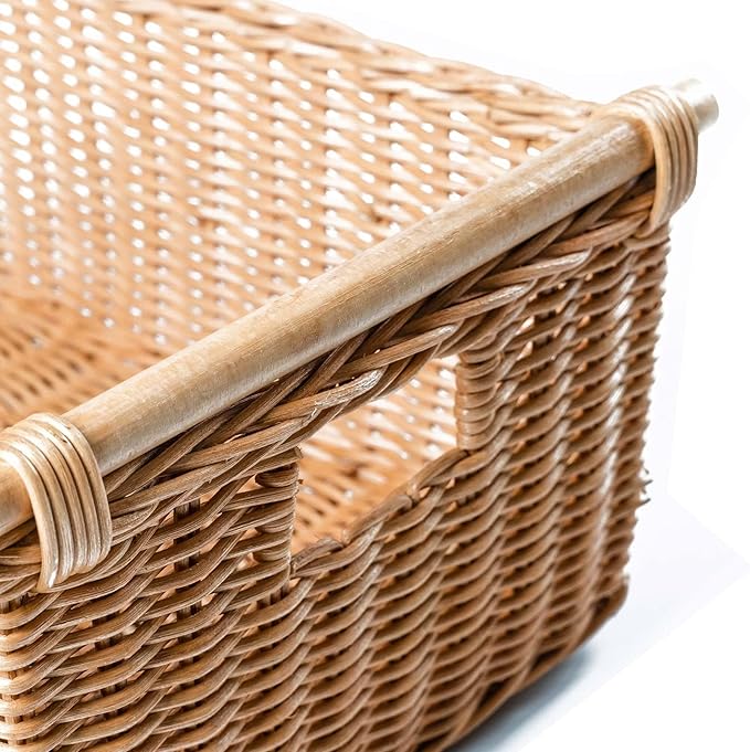 The Basket Lady Pole Handle Wicker Storage Basket, Extra Large, 20 in L x 16 in - Image 4