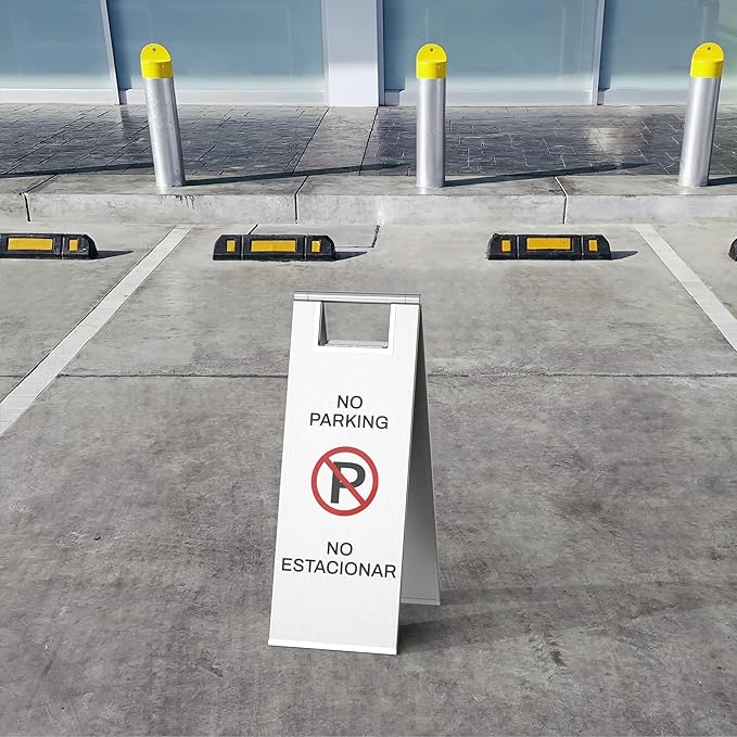 Stainless Steel No Parking Sign Portable Foldable Handle 2-Pack - Image 3