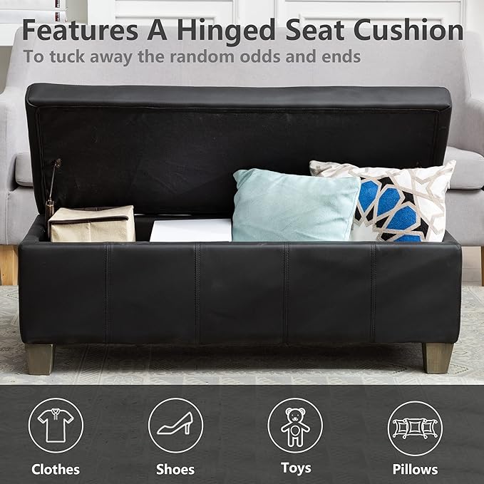 Black Faux Leather Ottoman - Image 7