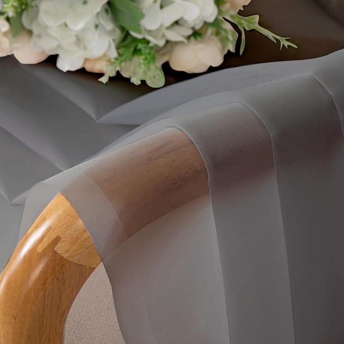 Chyhomenyc Charcoal Grey Sheer Curtains 30 inch Length 2 Panels, Light - Image 6