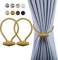 Hion Magnetic Curtain Tiebacks Golden 2pcs, Curtain Tiebacks Buckles Holdbacks by Hion
