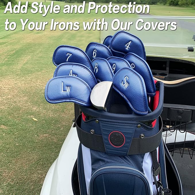 FINGER TEN Premium Synthetic Leather Stylish Iron & Wedge Golf Head Covers - Image 7