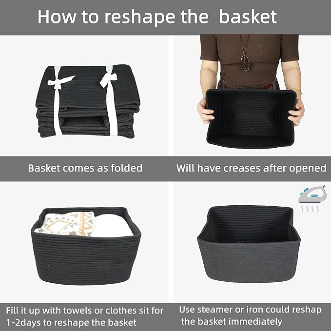 Cotton Rope storage Basket Bins 14.5X9.5X9.3“ Woven Basket - Image 7