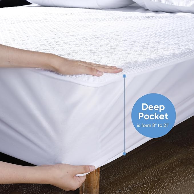 Cooling Waterproof Mattress Protector King Size, Mattress Cover 3D Air Fabric - Image 5