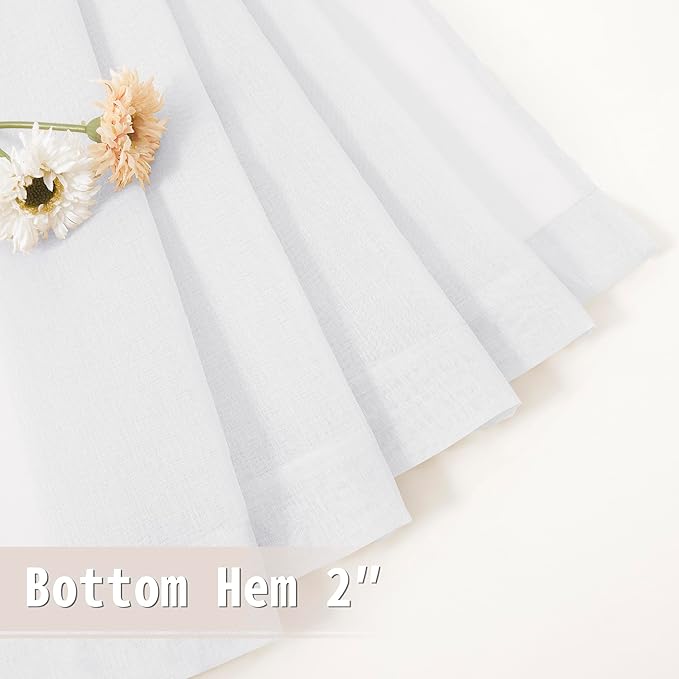 Tollpiz Sheer Door Curtains Closet Linen Textured Curtains Sheer Doorway Light - Image 7