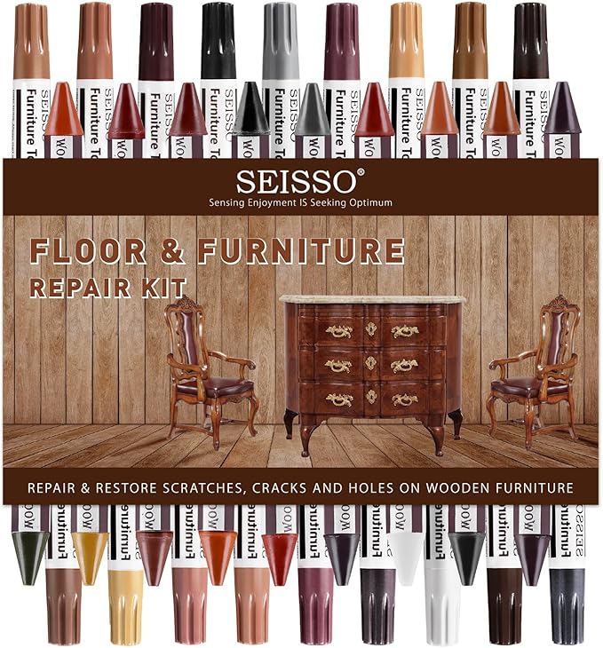 SEISSO 18 Colors Wood Wax Sticks ＆ Wood Markers Furniture Repair Kit by SEISSO