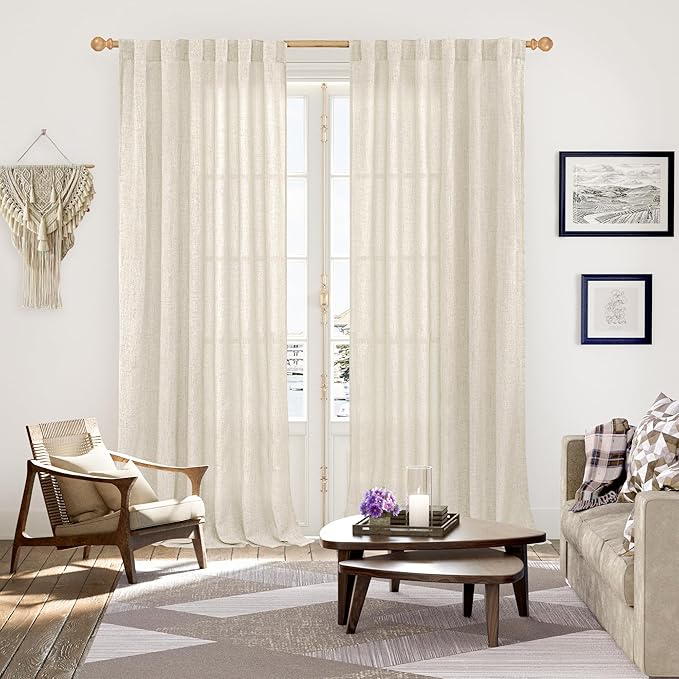 YoungsTex Linen Semi Sheer Curtains 84 Inch Length - Image 2