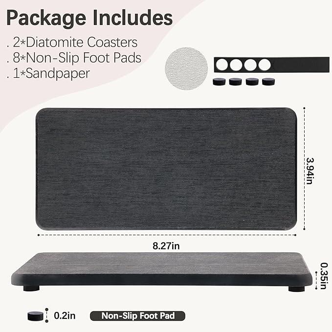 2 Pcs Water Absorbing Stone Trays, Kitchen/Bathroom Sink Soap Dish, Diatomite - Image 3