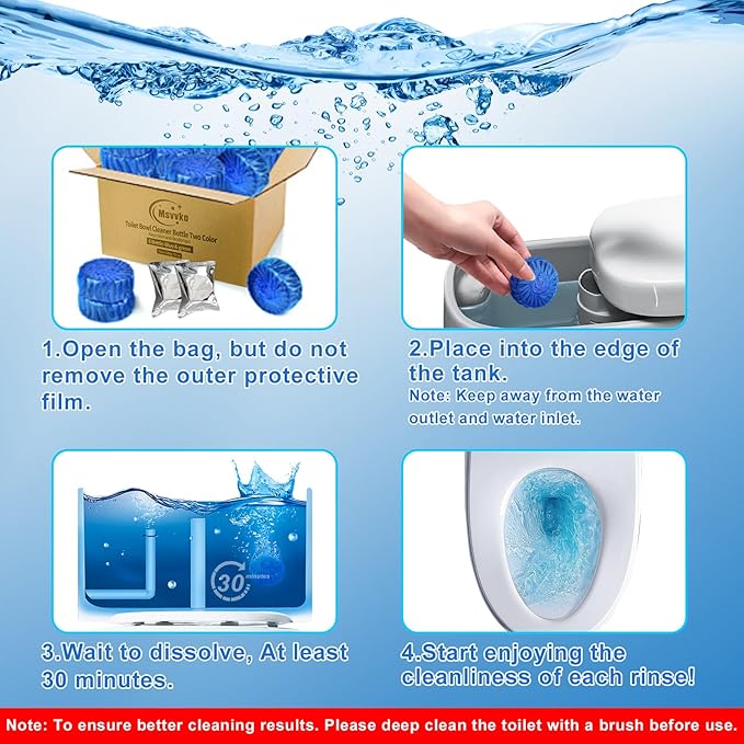Toilet Bowl Cleaner Tablets 32 Packs-85oz, Ultra-Clean Blue Cleaners - Image 6