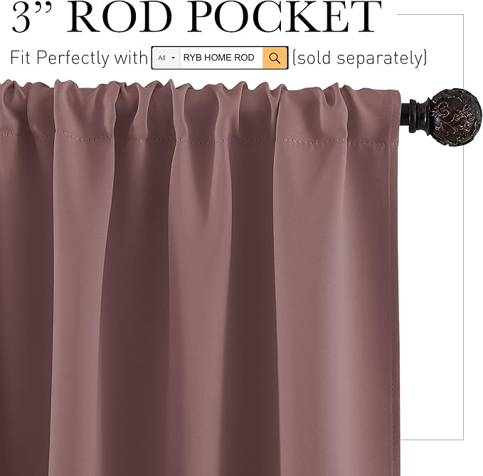 RYB HOME Small Curtains Blackout - Image 2