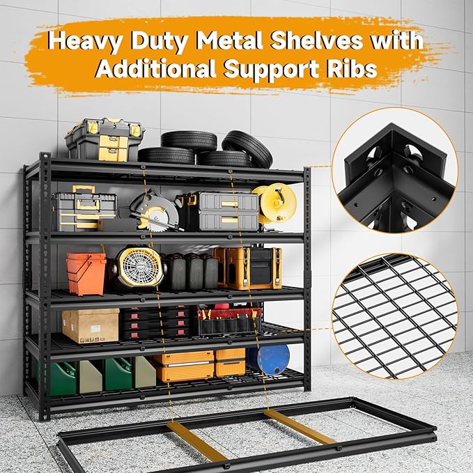 5-Tier 60" W X 24" D X 78" H Garage Shelving Metal Storage Shelves 3300LBS - Image 4