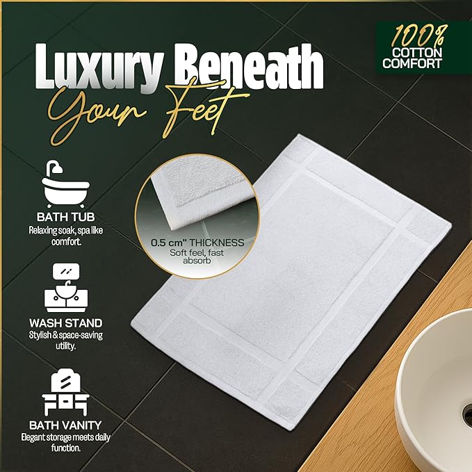 Pearl Linens Pack of 6 100% Cotton Bath Mat 20X30 inches, Soft & Absorbent - Image 6