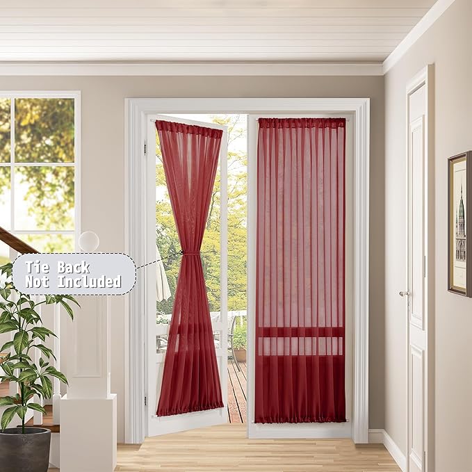 Tollpiz Sheer Door Curtain Closet Linen Textured Curtain Sheers Doorway Light - Image 2