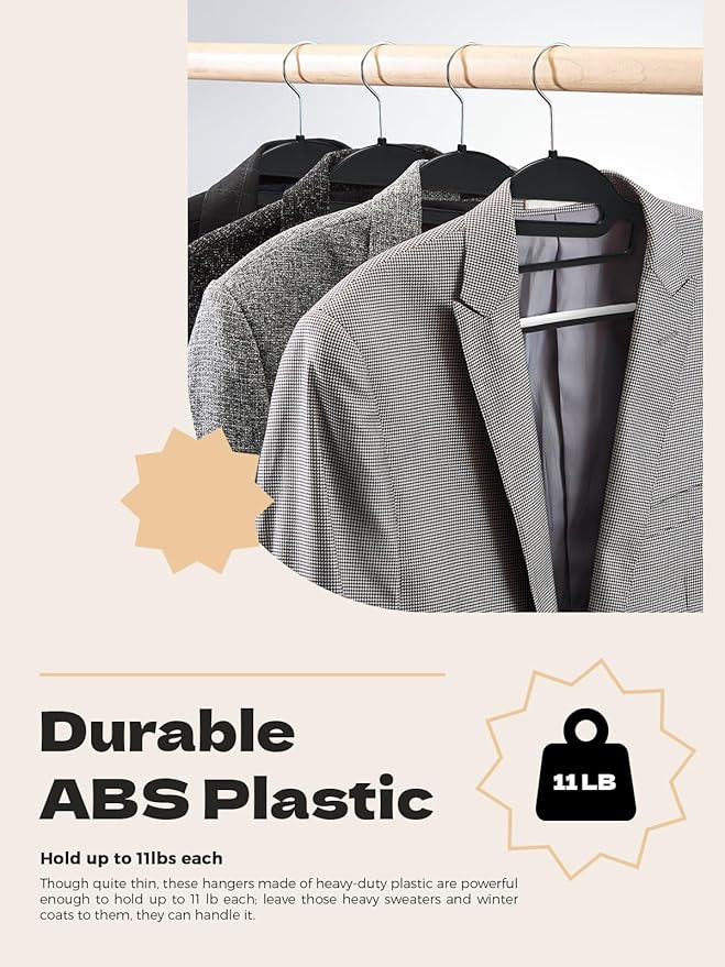 HOUSE DAY Heavy Duty Plastic Hangers 100 Pack, Non Slip Hangers - Image 3