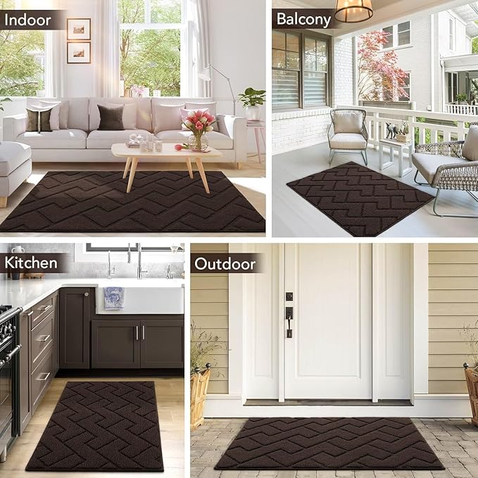 hicorfe Indoor Doormat, Front Back Door Mat Rubber Backing Non Slip Door Mats - Image 2