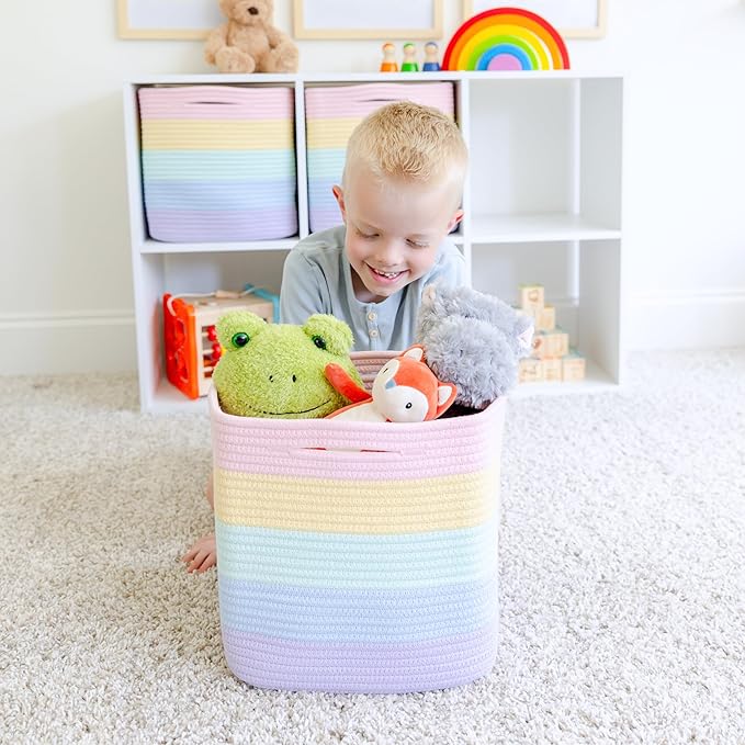 NaturalCozy Storage Cubes 11 Inch Cotton Rope Woven Baskets - Image 9