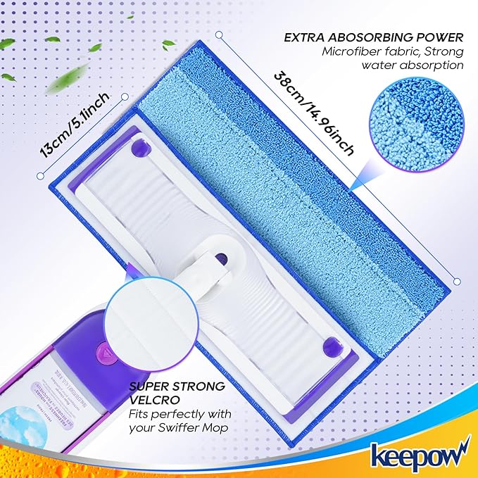 Reusable Mop Pads for Swiffer PowerMop, 5 Pack Microfiber Mop Pad Refills - Image 3