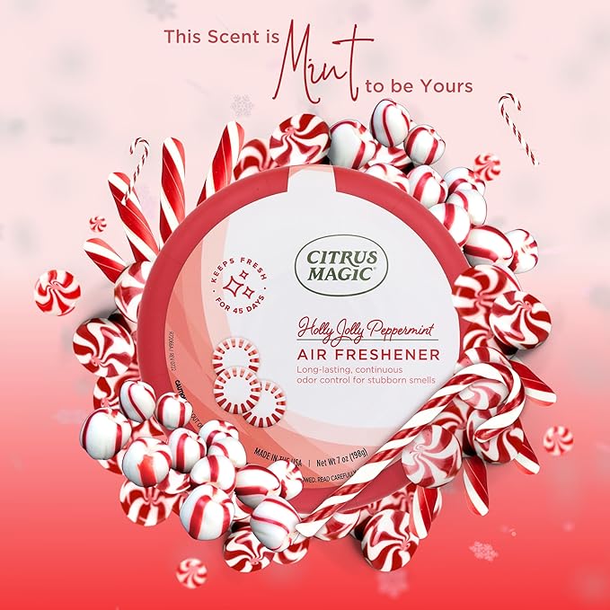 Citrus Magic Holiday Odor Absorbing Solid Air Freshener, Holly Jolly Peppermint - Image 3