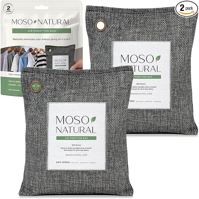 Moso Natural Air Purifying Bag 200g Bamboo Charcoal Odor Absorber by MosoNatural