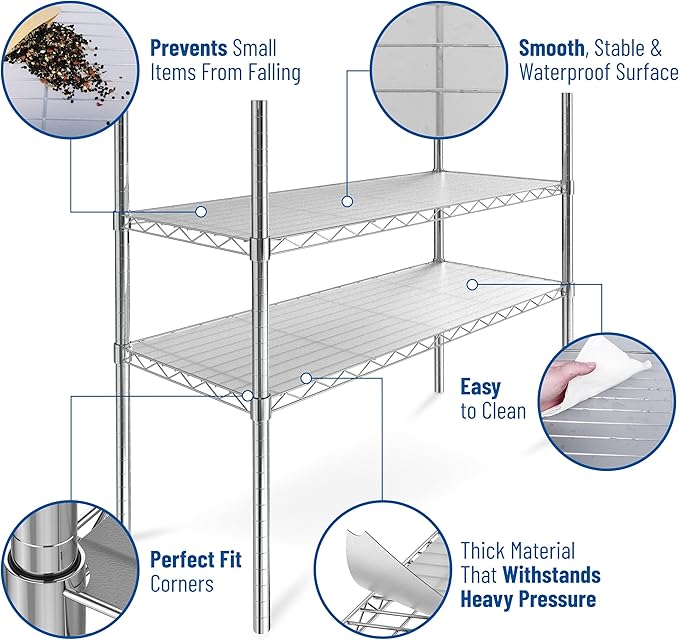 Shelf Liners for Wire Shelf System: Set of 5 in Graphite: 13.4 x 23.2 inch: - Image 3