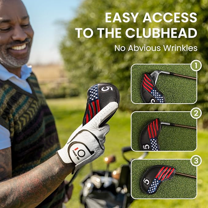 FINGER TEN Premium Synthetic Leather Stylish Iron & Wedge Golf Head Covers - Image 4