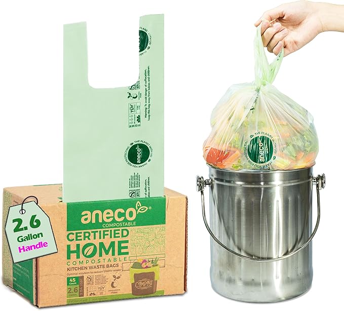 ANECO 100% Compostable Food Waste Bags 2.6 Gallon by ANECOCOMPOSTABLE