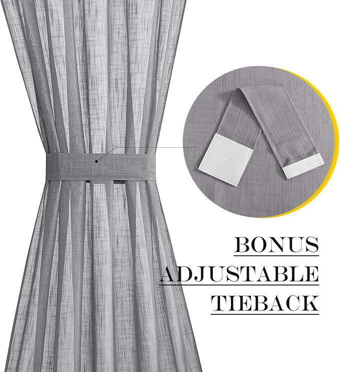 NICETOWN Door Curtains for Sliding Glass French Door, Farmhouse Linen Cutains - Image 4