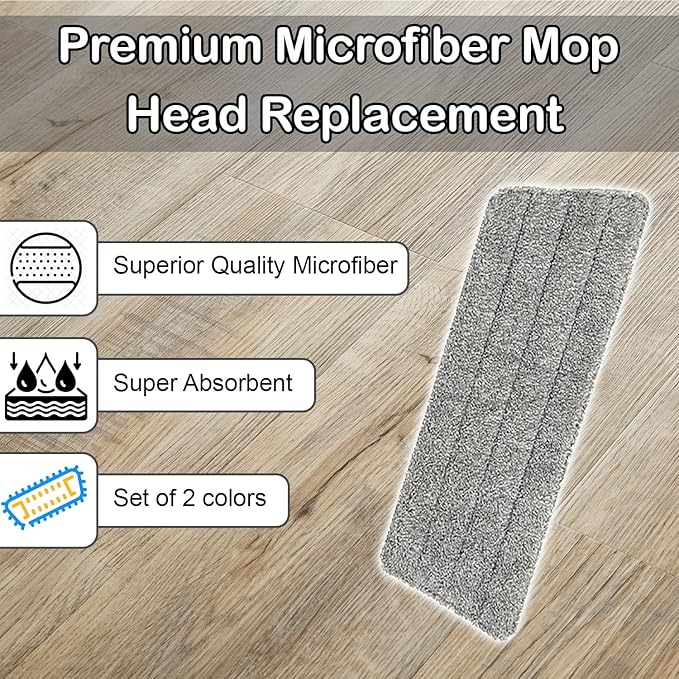 Replacement Mop Head Replacement Microfiber Mop Head Set of 2 per Pack - Image 2