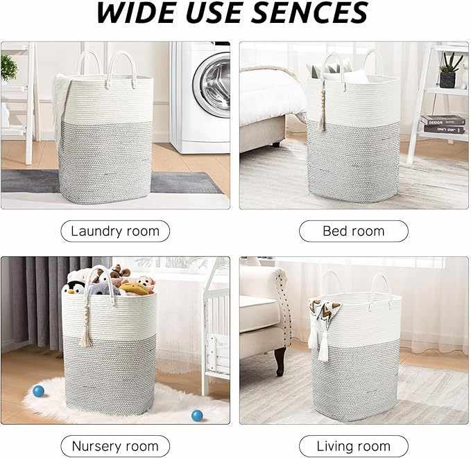 Woven Laundry Basket for Clothes, 80L Large Rectangle Laundry Hampers - Image 7