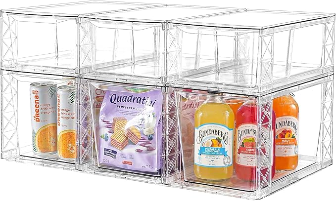 6Pack Pantry Organizers and Storage, Foods Organizer Bins by Clemate