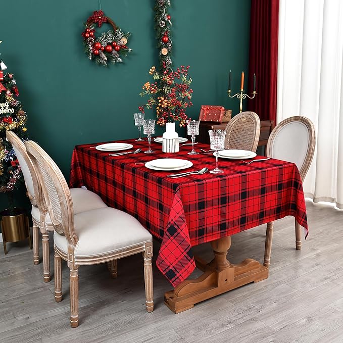 Classic Gingham Buffalo Xmas Tablecloth Fabric - Image 3
