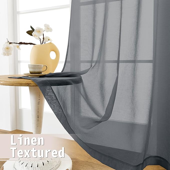 Tollpiz Small Sheer Door Curtain Closet Linen Textured Curtain Sheers Doorway - Image 4
