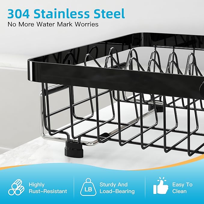 romision Expandable Dish Drying Rack Over The Sink Small Metal Stainless Steel - Image 5