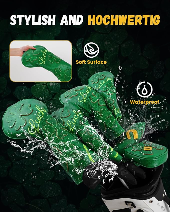 Golf Headcovers Golf Club Head Covers Four Leaf Clover Good Luck Charm - Image 4