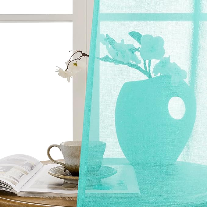 Tollpiz Sheer Door Curtains Closet Linen Textured Curtains Sheer Doorway Light - Image 9