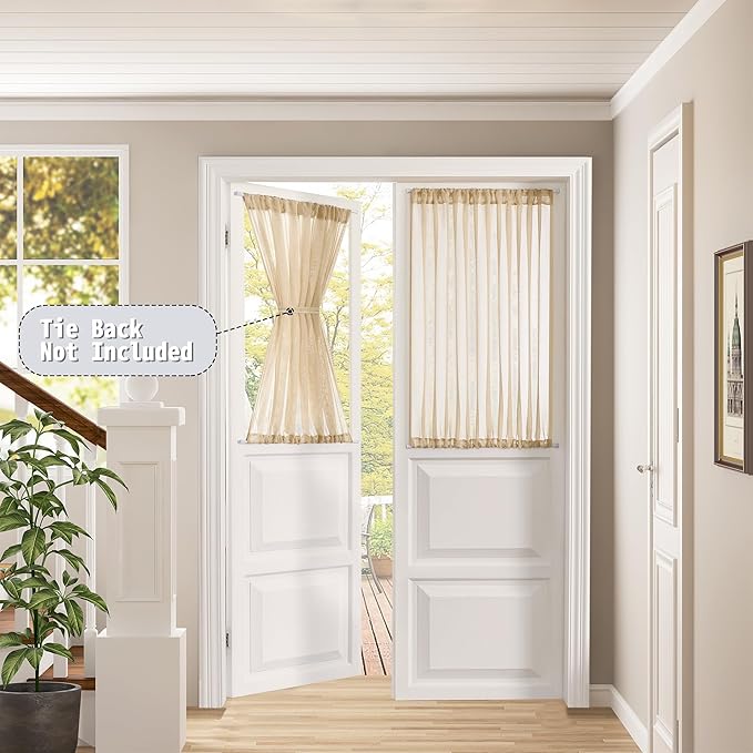 Tollpiz Small Sheer Curtain Linen Textured Curtain Sheers Doorway Light - Image 2