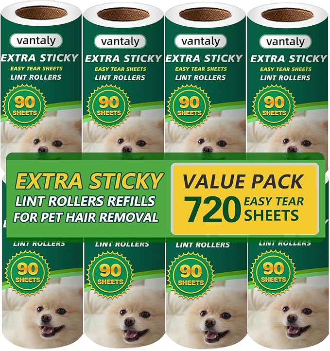 Extra Sticky Lint Roller Refills, Fits Most 3.9"-4" Standard Size Lint Roller by vantaly