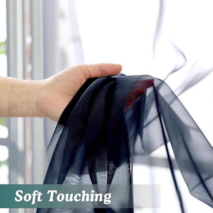Chyhomenyc Navy Blue Sheer Curtains 78 Inches Long 2 Panels Set - Image 7