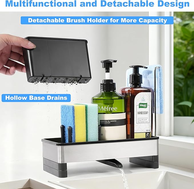 Stainless Steel Sponge Holder for Kitchen Sink Caddy Organizer Rack for Dish - Image 5