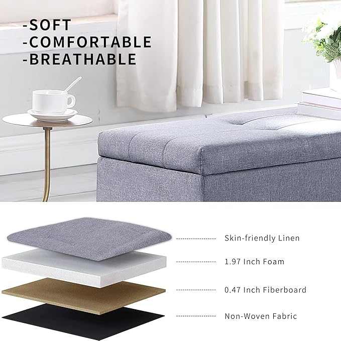 Hinged Storage Ottoman Set of 3 - Image 4