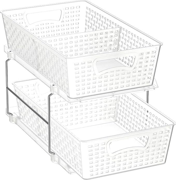Simple Houseware 2 Tier Bathroom Organizer Tray Pull-Out Sliding by SimpleHouseware