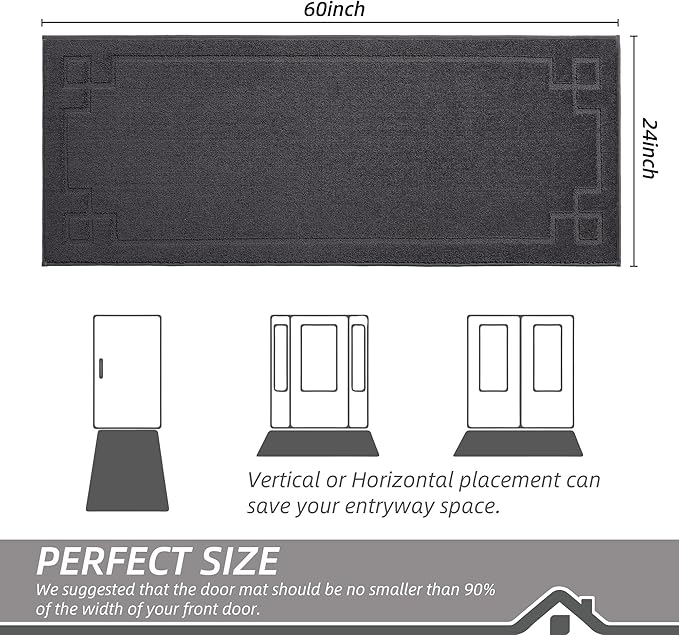 BEQHAUSE Door Mat 24" x 60", Non-Slip Door Mats Indoor Entryway Rugs Washable - Image 2
