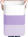 CLHMILY&Z 95L Laundry Basket Rectangular Lavender Rope by ClhmilyZ