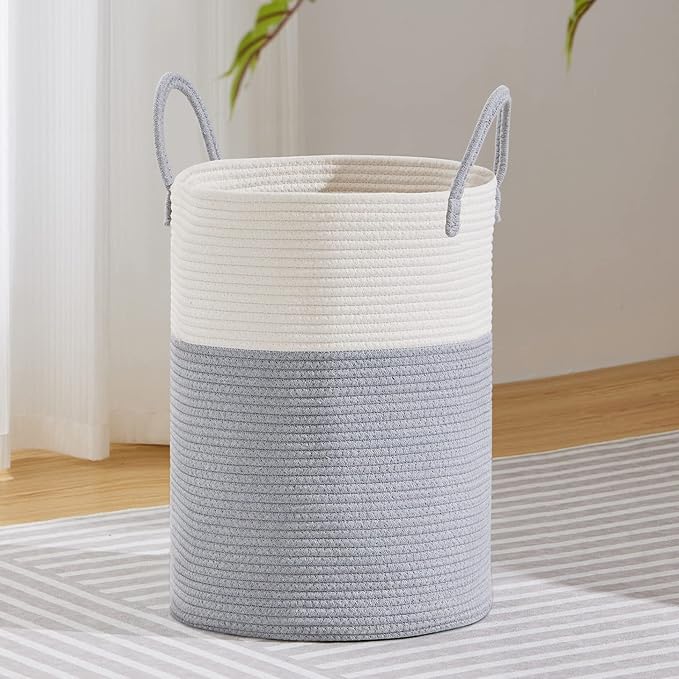 VIPOSCO Large Laundry Hamper, Tall Woven Rope Storage Basket by VIPOSCO